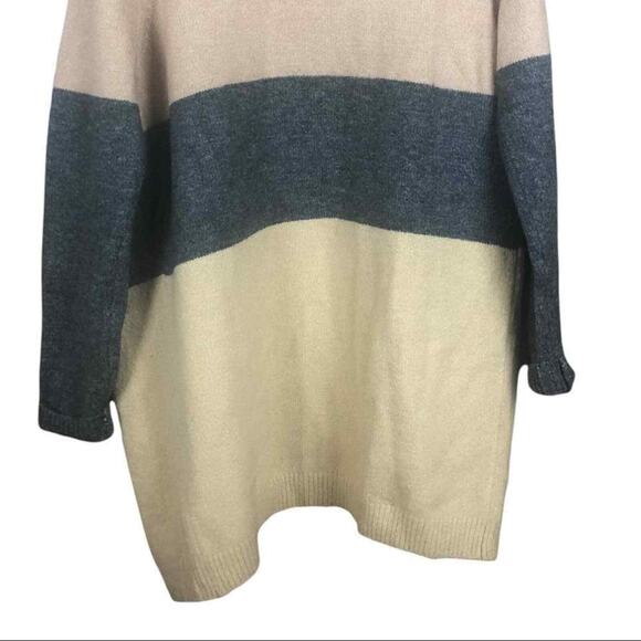 CENY Women’s Cardigan M Tan Gray Colorblock Open Front Pockets NWOT - Picture 9 of 16